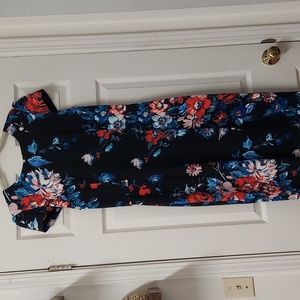 Betsy Johnson black floral midi dress